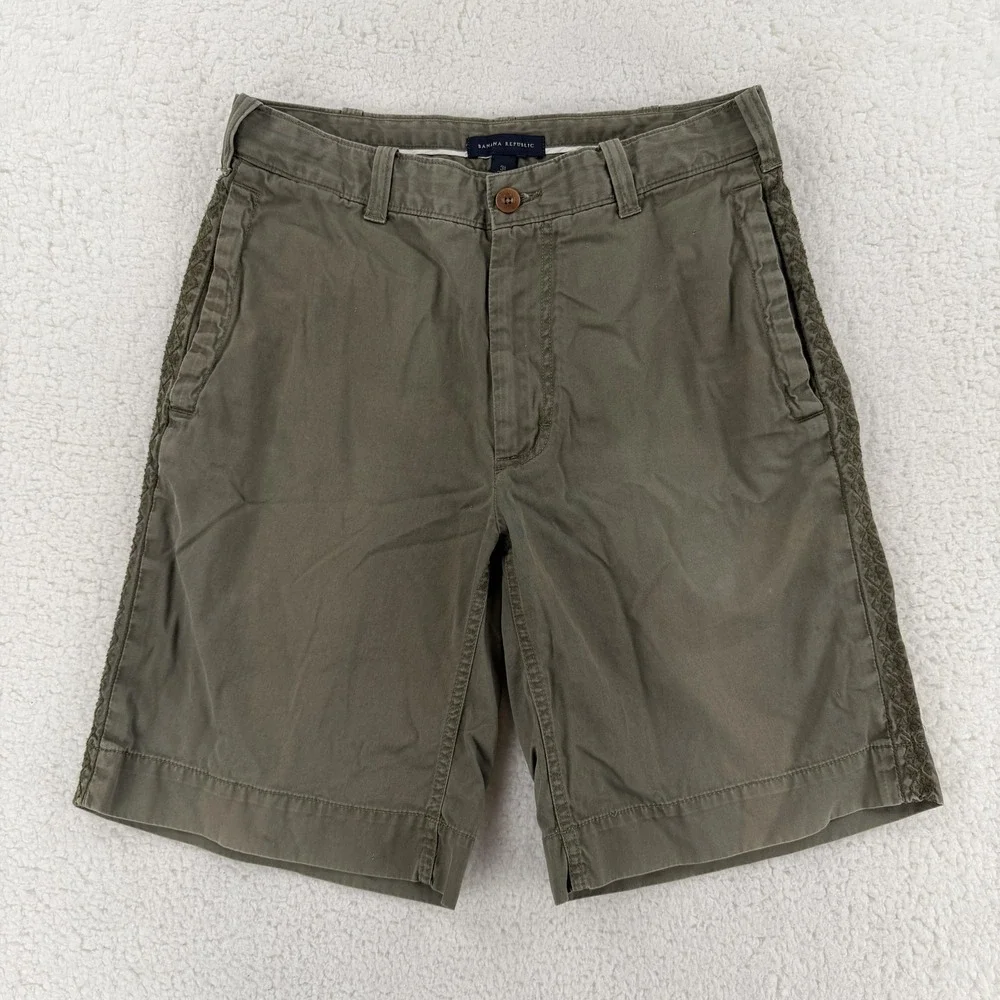 Banana Republic Shorts Mens 31 Green Chino Flat Front Cotton Casual Summer‎